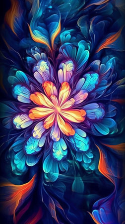 Macro closeup of fractal flower, digital artwork for creative graphic designの素材