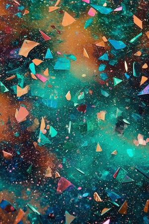 abstract multicolored background with small pieces of broken glass.の素材