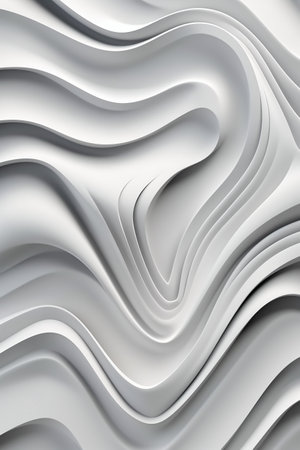 3d rendering of abstract wavy background with smooth lines in white colorsの素材