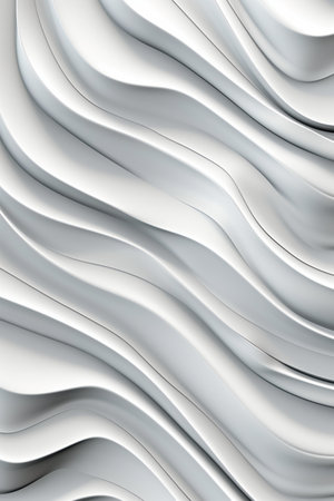 Abstract background with wavy lines in white colors. 3d render illustrationの素材