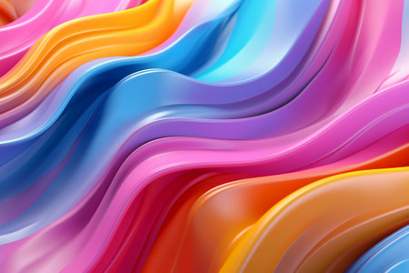 3d rendering of multicolored abstract background with smooth wavy linesの素材