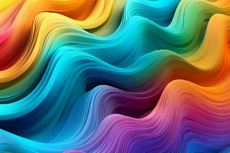 abstract background with smooth lines in rainbow colors, 3d renderの素材