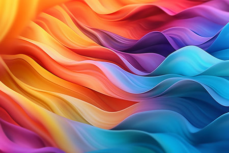 abstract background of colorful wavy silk or satin fabric textureの素材