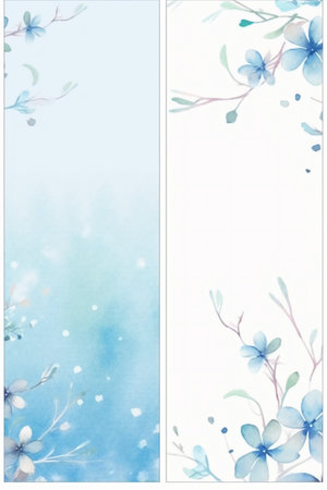 Watercolor floral background with blue flowers. Hand painted watercolor illustration.の素材