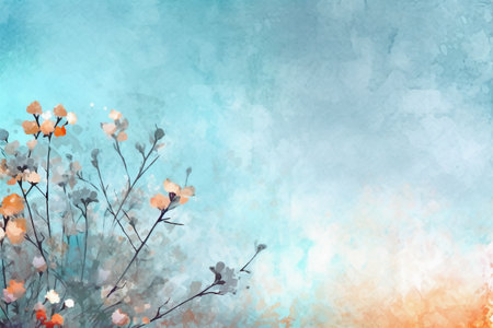Watercolor flower background. Digital art painting. Spring blossom.の素材