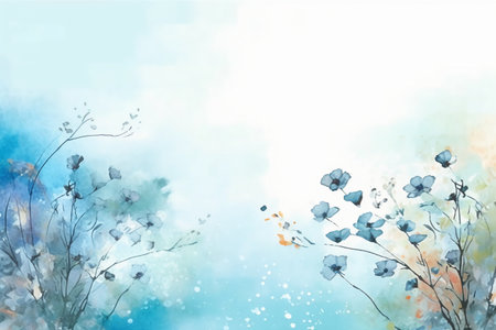 Watercolor floral background. Hand painted watercolor flowers on white background.の素材