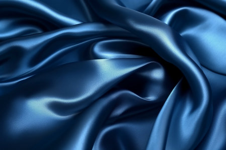 Smooth elegant blue silk or satin texture can use as backgroundの素材