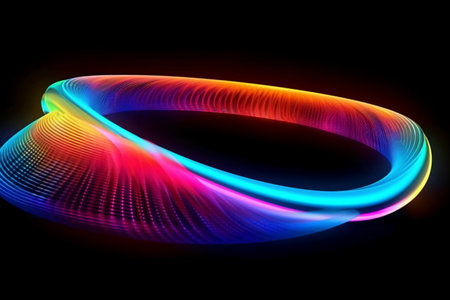 Abstract background. Luminous swirling. Elegant glowing circle. Sparking particles. Space tunnel. Glossy jellyfish. Colorful ellipses. Glint sphereの素材