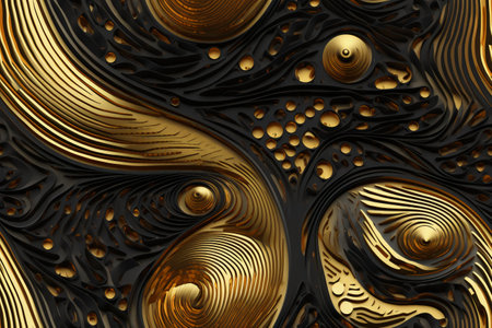 Abstract background with gold elements. 3d rendering, 3d illustration.の素材