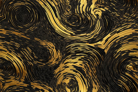 Abstract background with a pattern of gold and black lines. 3d renderingの素材