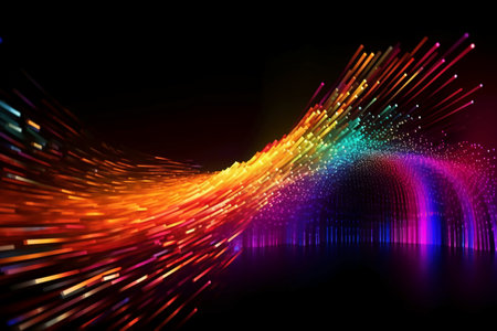 abstract technology background with motion blurred light rays, vector illustration.の素材