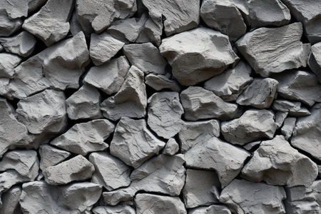 Background of gray stone wall texture. Close-up of stone wall.の素材