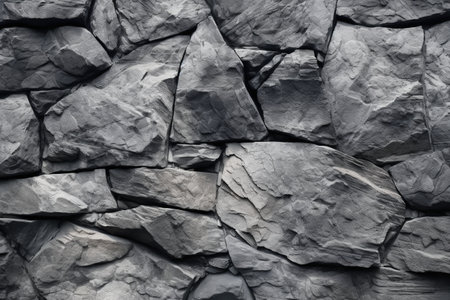 Background of stone wall texture. Black and white tone. Close up.の素材