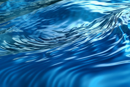 abstract blue water background with ripples and some smooth lines in itの素材
