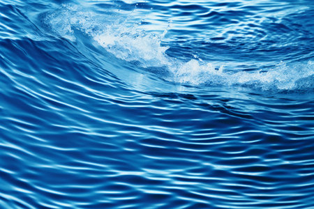 Blue water surface with ripples and waves. Abstract nature background.の素材