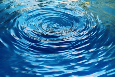 Water surface with ripples and waves. Blue water ripples backgroundの素材