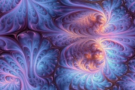 Abstract fractal. Fractal art background for creative design. Decoration for wallpaper, desktop, poster, cover booklet. Print for clothes, t-shirt. Creative illustration for designの素材