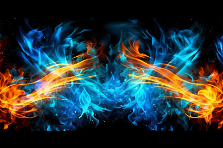abstract fire flames on a black background, abstract fire flames backgroundの素材