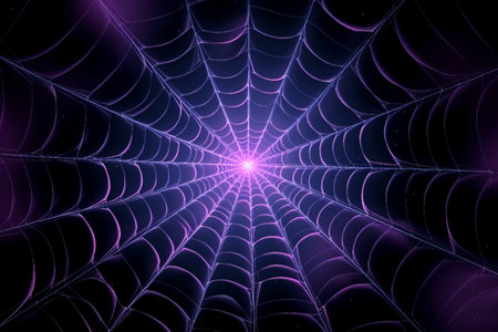 Spider web in the dark, computer generated abstract background, 3D renderの素材