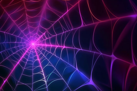 spider web with glowing light rays, 3d render abstract backgroundの素材