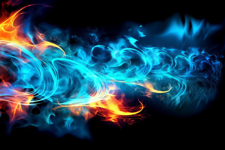 abstract fire flames on a black background for art design and entertainmentの素材
