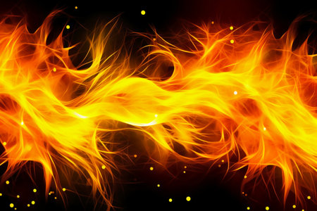 Fire flames on a black background. Fire flames on a black background.の素材