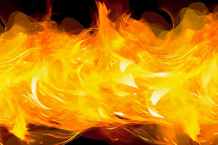Fire flames on a black background. Fire flames on a black background.の素材