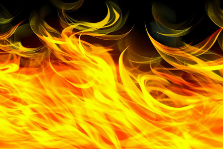 abstract fire flames on a black background, closeup of photoの素材