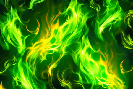 Colorful fire flames on black background. Abstract fire flames on black backgroundの素材