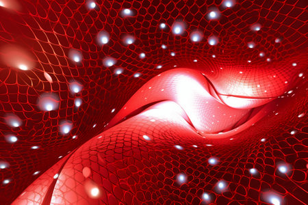 Red abstract fractal. Fractal art background for creative design. Decoration for wallpaper, desktop, poster, cover booklet. Print for clothes, t-shirt. Creative illustration for designの素材