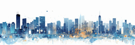 Modern City Skyline Silhouette. Vector Illustration. Business Travel and Tourism Concept with Historic Architecture.の素材