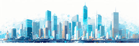 Modern City Skyline. Vector Illustration. Business and Finance Concept.の素材