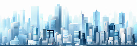 Panoramic view of the modern city. Skyscrapers and high-rise buildings. Vector illustration.の素材