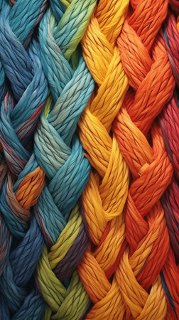 Colorful wool threads as background, closeup. Textile patternの素材