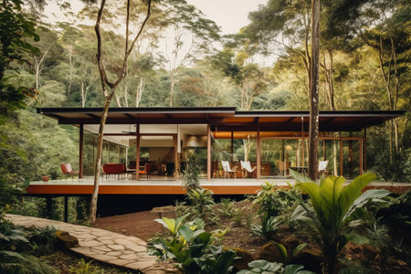 Luxury house in the tropical forest. Vacation concept.の素材