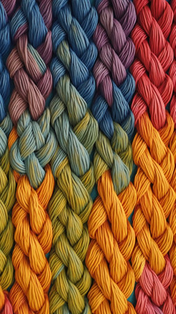 Multicolored skins of yarn for embroidery as a backgroundの素材