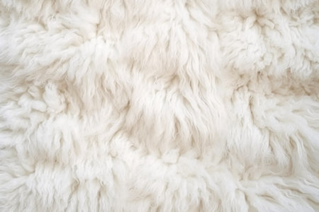 White fur texture as background, close-up. White sheepskinの素材