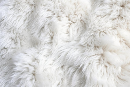 white fur texture background, close up of sheepskin, white fluffy fur textureの素材