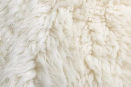 White fur texture background. Close up of a white sheepskin.の素材