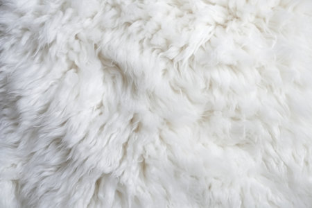 White fur texture background. Close up of a white fluffy carpet.の素材