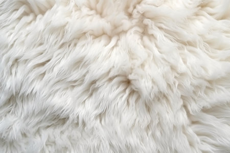White fur texture background. Close up of sheep wool texture background.の素材