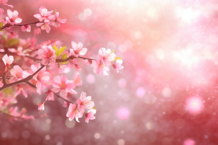 cherry blossom background with soft focus and bokeh effectの素材