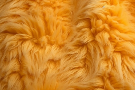 Yellow fur as a background, texture. Close-up shot.の素材