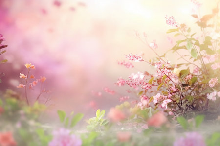 Beautiful pink flowers in the garden with soft focus and blurred backgroundの素材