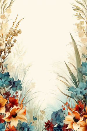 Watercolor bouquet of flowers. Hand painted floral background. Vector illustration.の素材