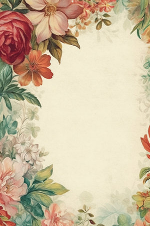 Vintage floral background with copy space for text. Watercolor paintingの素材