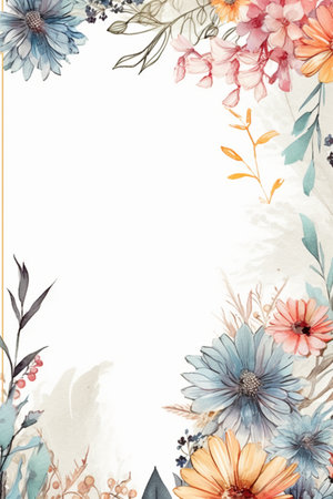 Beautiful vector card with watercolor flowers. Hand-drawn illustration.の素材
