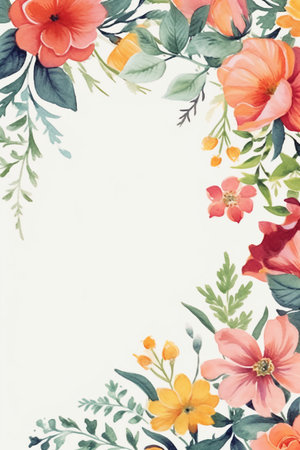 Vintage floral background with watercolor flowers. Hand drawn illustration.の素材