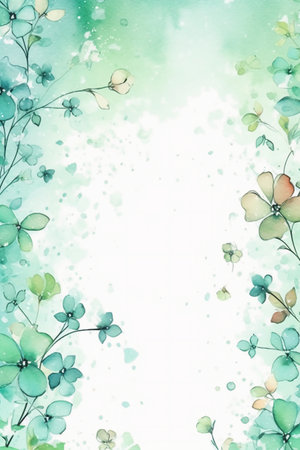 Watercolor background with hydrangea flowers. Hand-drawn illustration.の素材