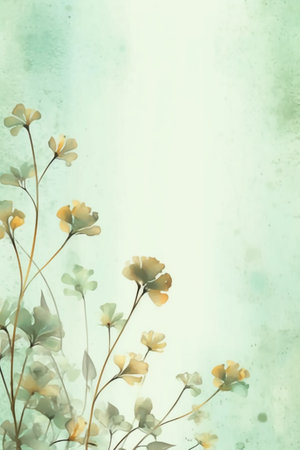 Flower watercolor painting on old paper background. Spring flowers.の素材